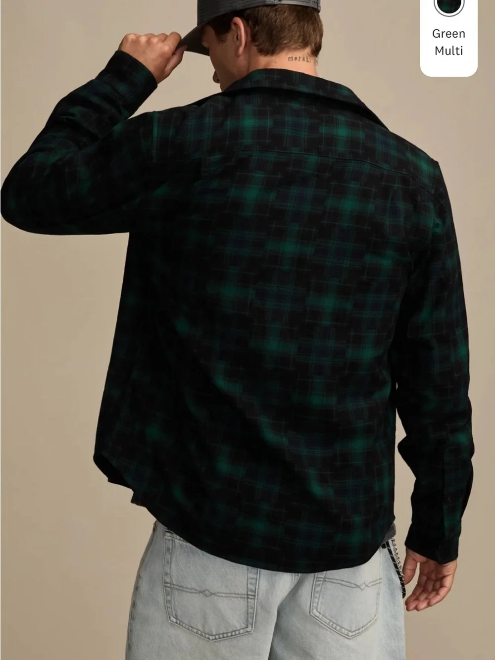 Lucky Brand Green & Black patchwork  Plaid button down size small